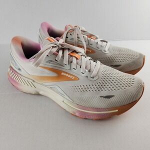 Brooks Adrenaline GTS 23 Womens Size 9 White Sand Pink Running Shoes Sneakers